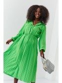 Elegant dress with a pleated bottom, green 70120 - Online store - Boutique